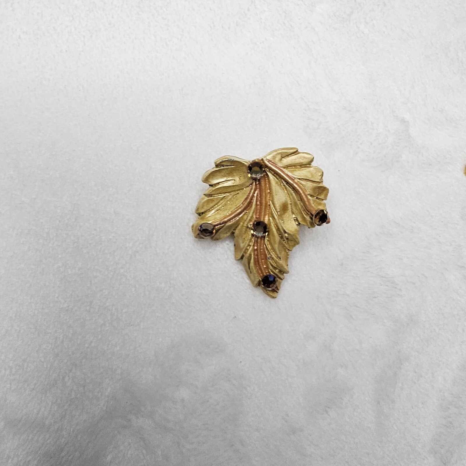 VTG Jeff Lieb Clip Earrings Gold Leaf Rhinestone One Of A Kind Custom Handmade