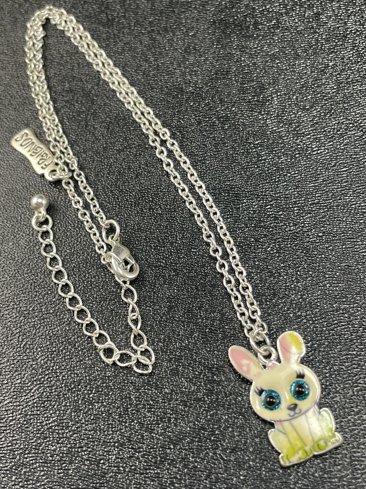 Vintage Bunny Rabbit Pendent Necklace 16-18” Chain