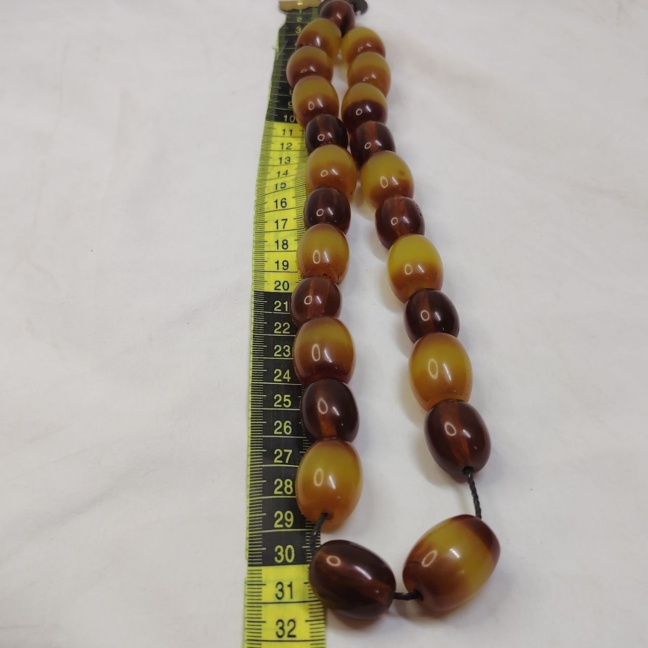 Vintage Style Amber Color Beaded Necklace Large Barrel Beads 128g Estate Jewelry