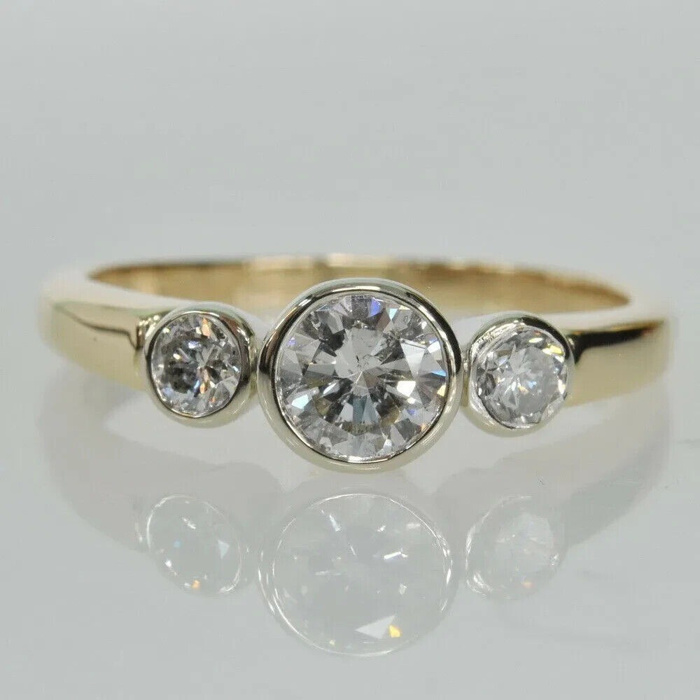Art Deco Vintage 1.30 Ct White Diamond Engagement Ring 14K Yellow Gold Plated