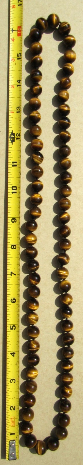VINTAGE CHINESE EXPORT TIGER’S EYE KNOTTED 1/2″ BEADS NECKLACE 34″ /165 GRAMS