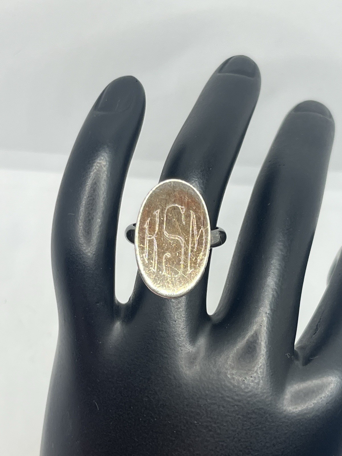 Sterling silver monogrammed signet oval ring size 5 vintage