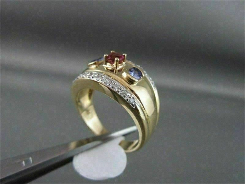 ANTIQUE WIDE 1.00CTW AMETHYST, PINK SAPPHIRE & DIAMOND 14K W&Y GOLD RING