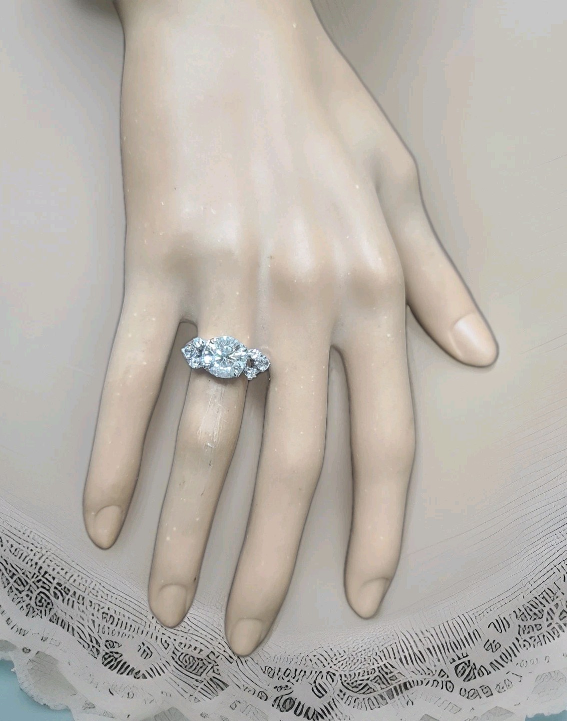 Vintage 14k White Gold Engagement Ring 2.82CT. Natural Round Diamond Circa 1950s