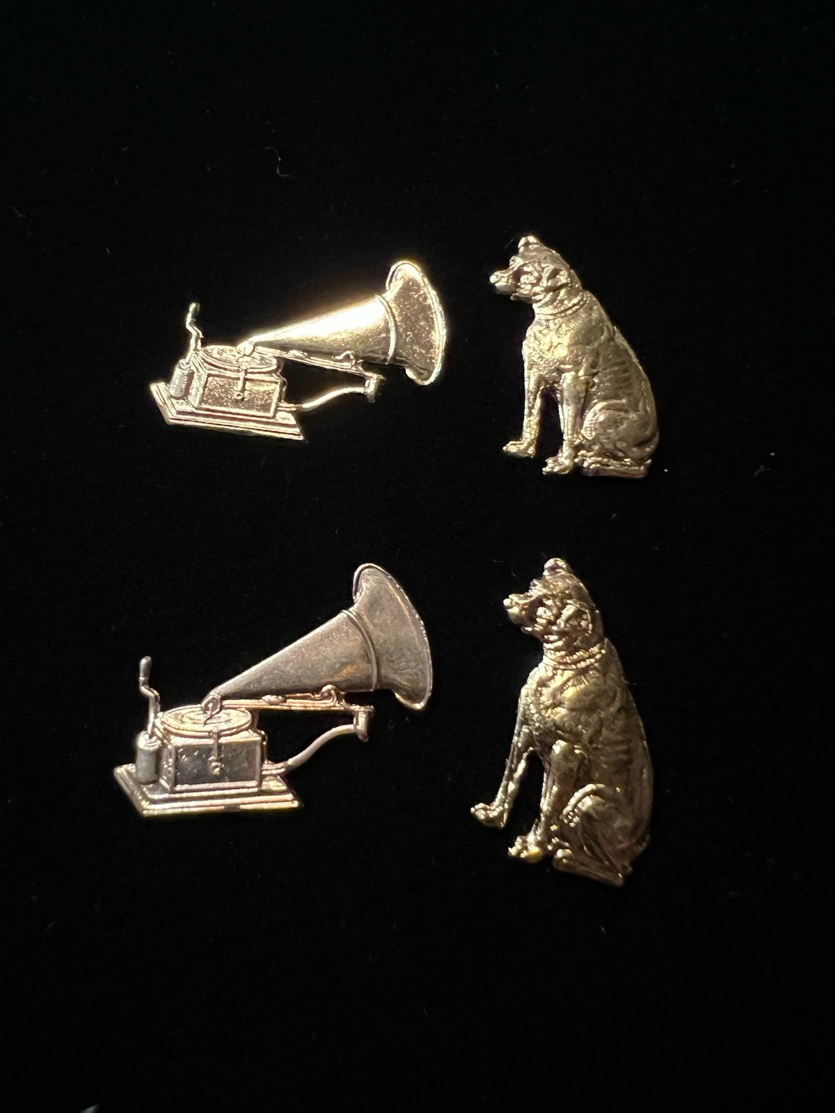 Victrola and Dog Vintage Gold Plated Brass Stamping for Decorating/Jewelry Items