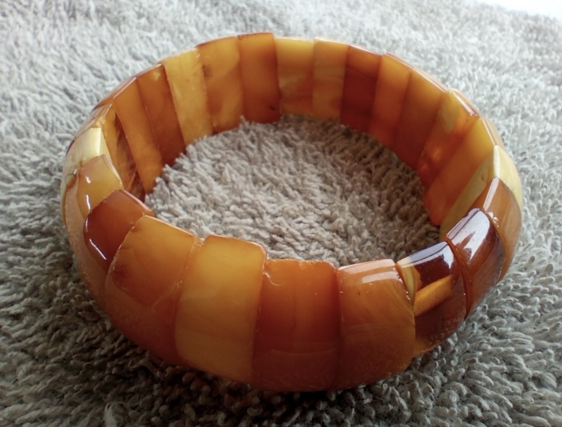 老琥珀 NATURAL BALTIC OLD AMBER EGG BUTTERSCOTCH YOLK Bracelet Vintage 24 GR