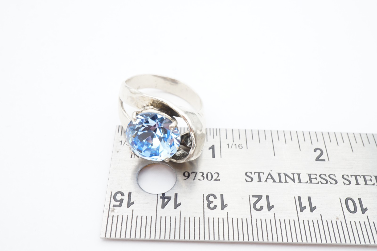 Vintage Sterling Silver 925 Blue Glass Stone Ring Size 9.25 Signed Zuman