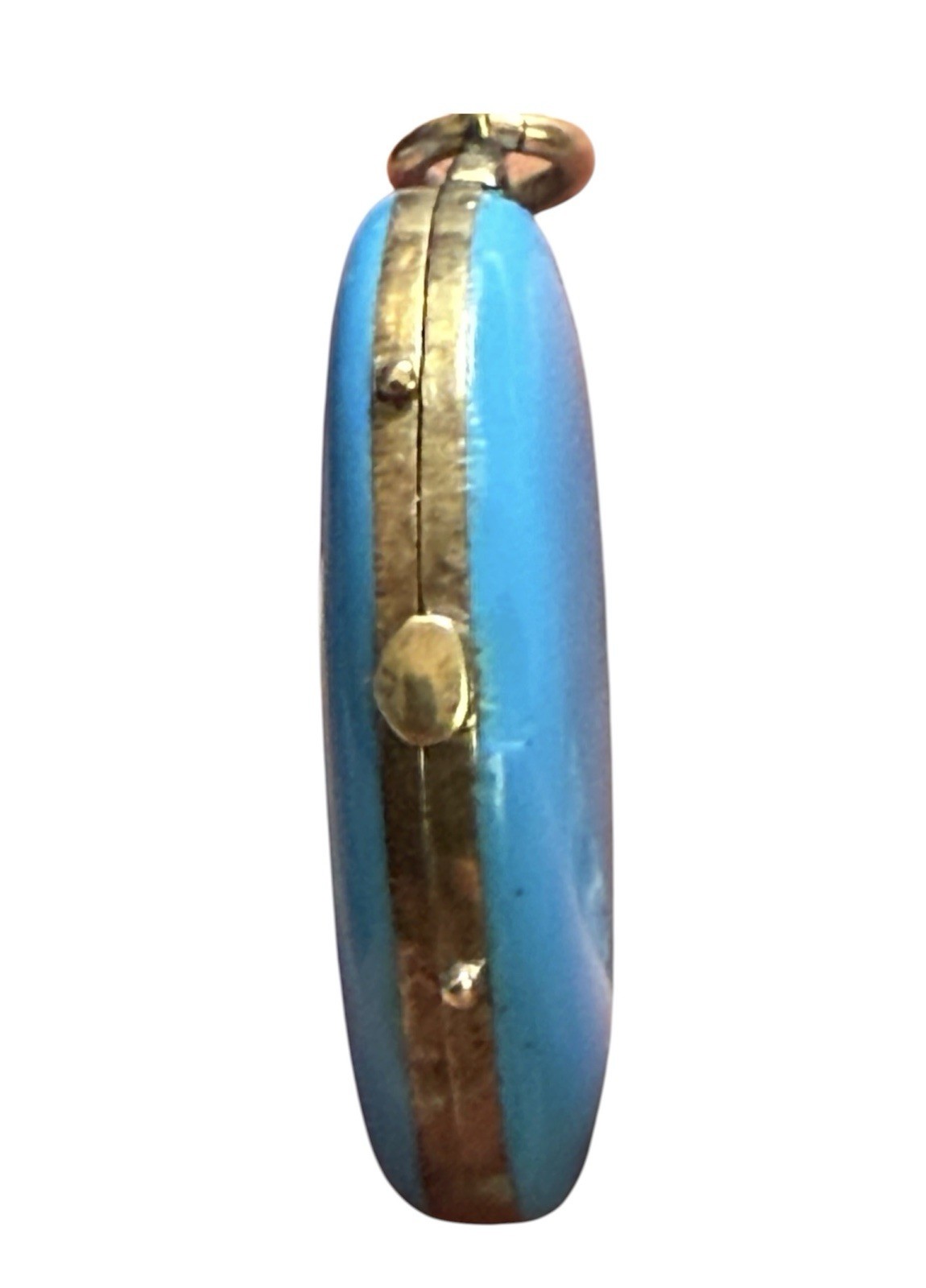 Antique Victorian Etruscan 14k Solid Yellow Gold Blue Enamel Locket Pendant