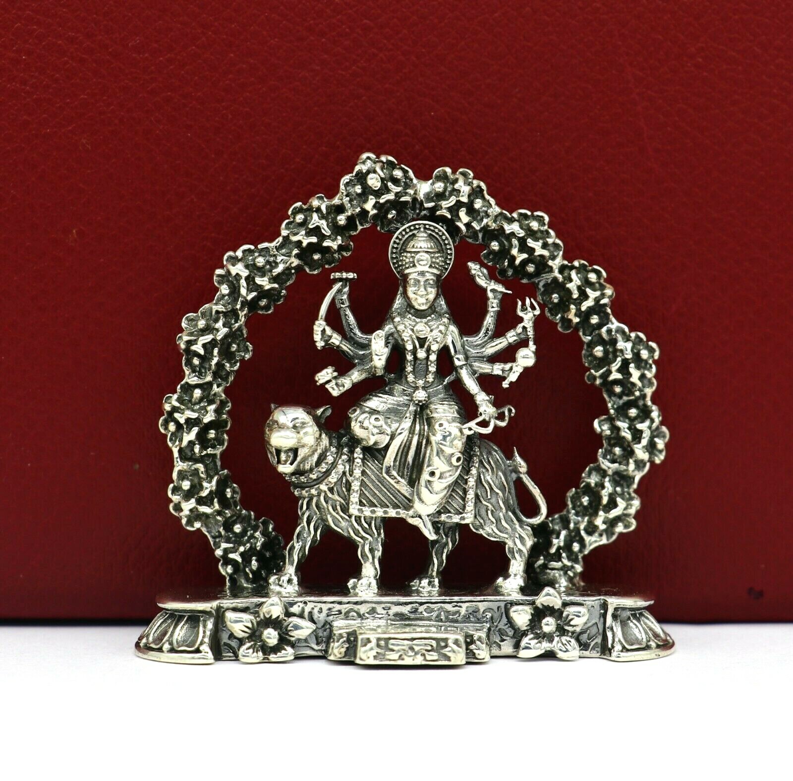 925 pure silver Goddess Gurga statue, figurine, puja article home temple art02