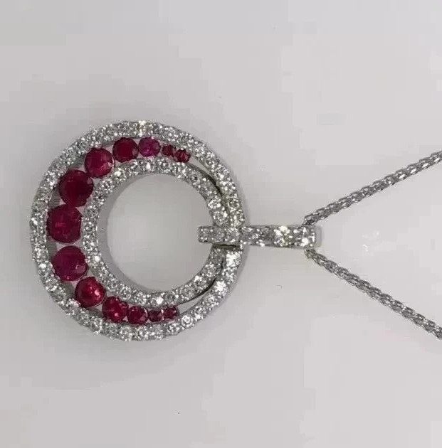 Art Deco Style Lab Created Diamond Anniversary Gift 14K White Gold FN Pendant