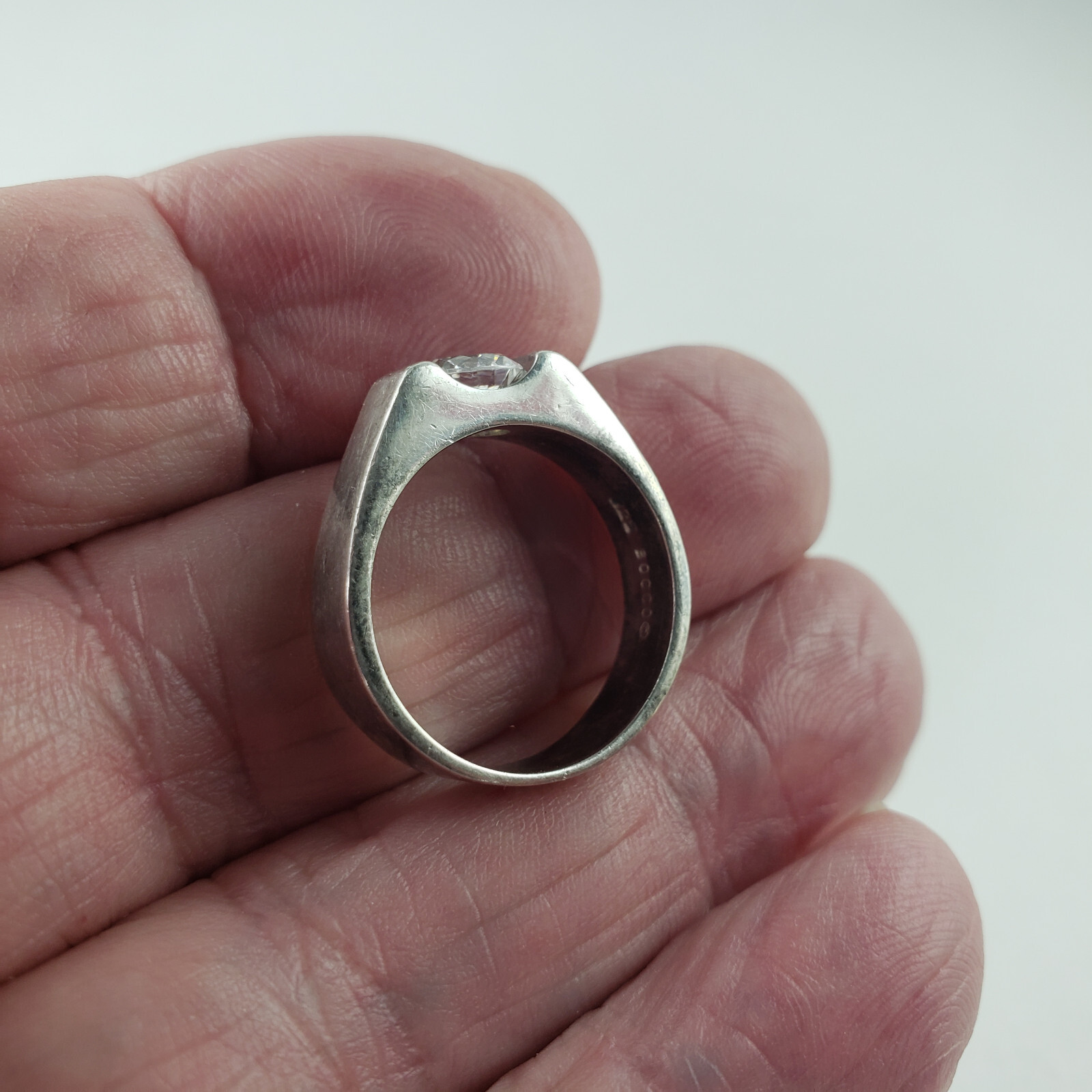Sterling Silver Ring White Solitaire CZ 6.2g Size 8 BOCCO [7749]