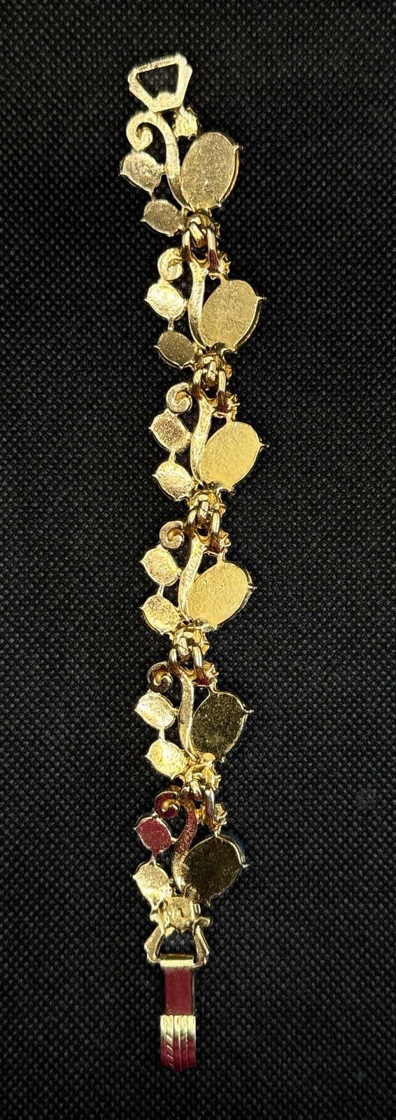 Vintage Blue Moonstone Cabochon Bracelet AB Rhinestones Gold Tone Mid Century