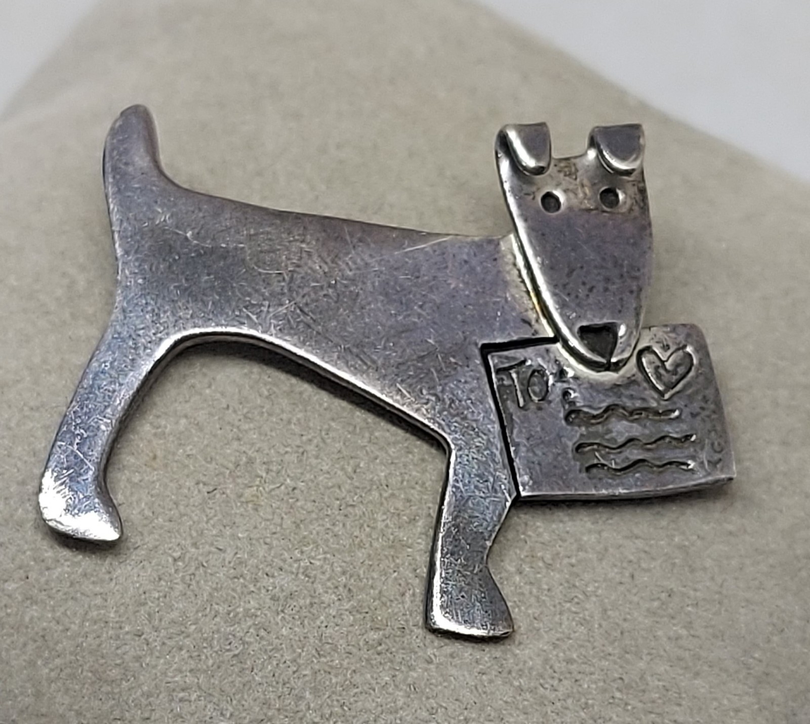Vintage Anne & Jane Harvey 925 Mexico Sterling Silver Dog Brooch Pin