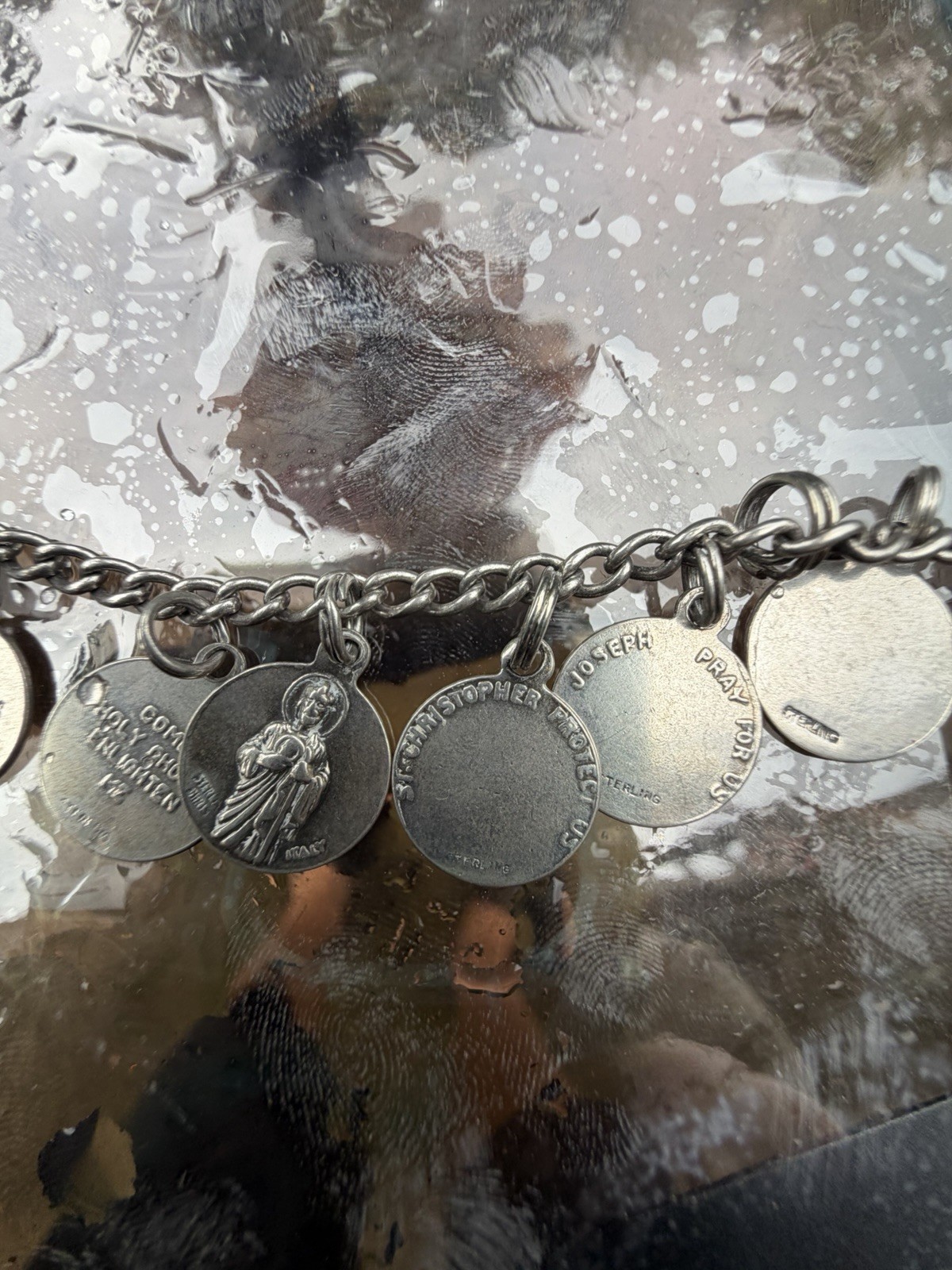 Vintage Sterling Religious Charm Bracelet