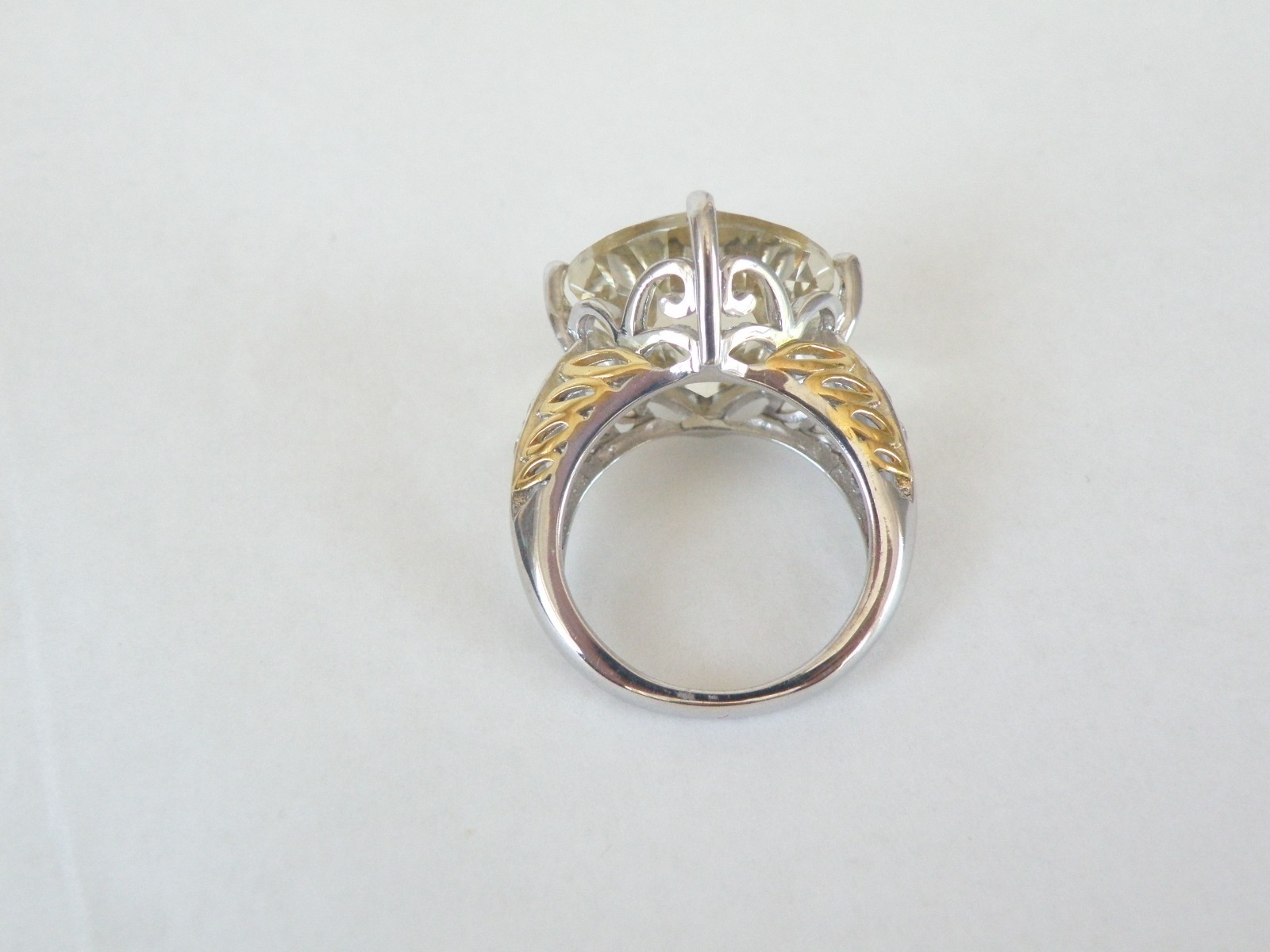 Vintage Sterling Silver 925 Large Natural Yellow Labradorite Ring Size 6