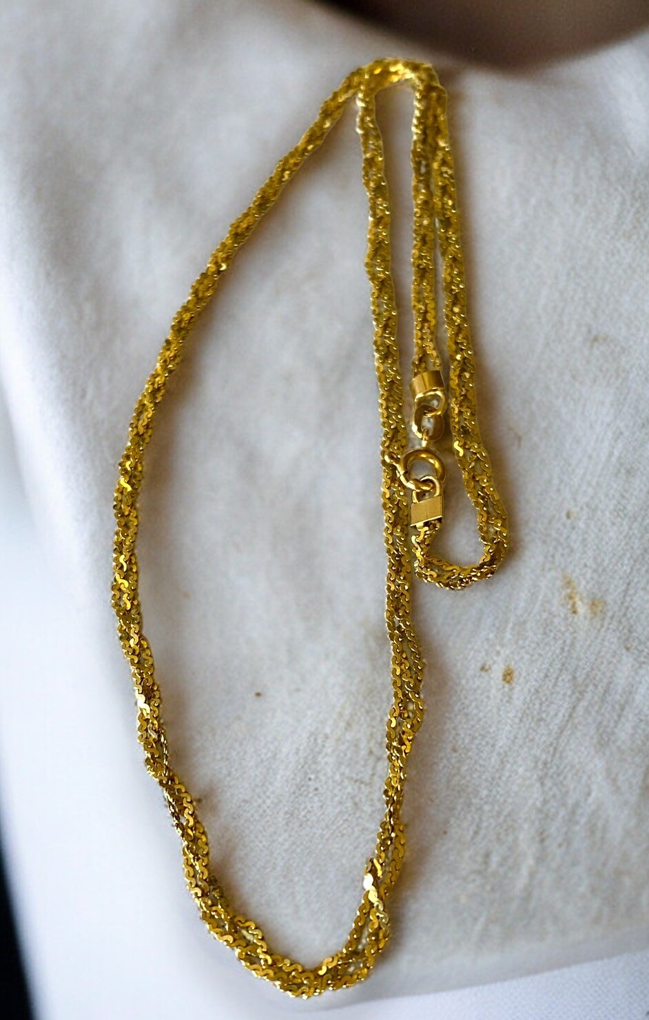 Vintage 14K Solid Italian Gold 17.75” 3mm Braided Necklace 6.4 grams!