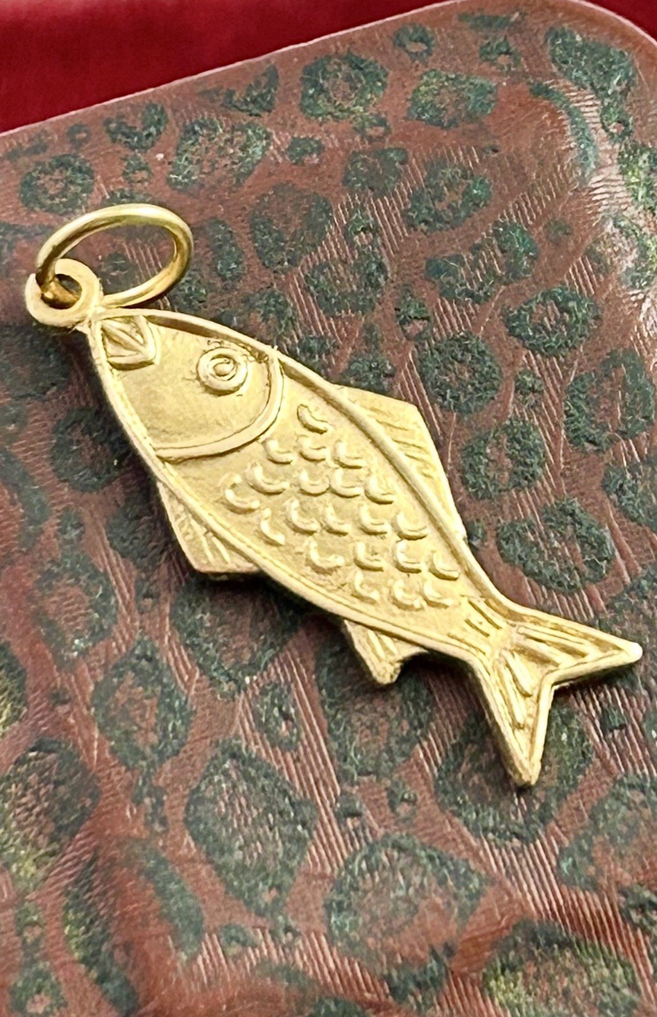 Vintage Fish Charm Pendant Vintage Jewelry Gift For Her Brass Metal Charm
