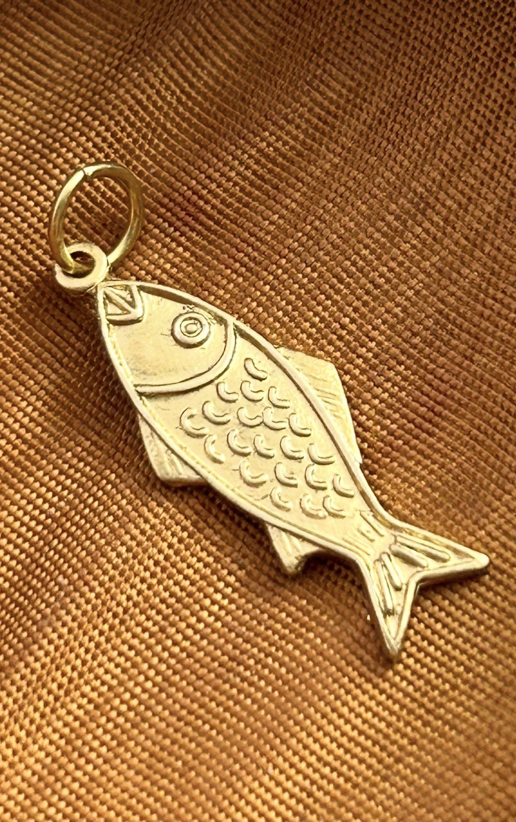 Vintage Fish Charm Pendant Vintage Jewelry Gift For Her Brass Metal Charm