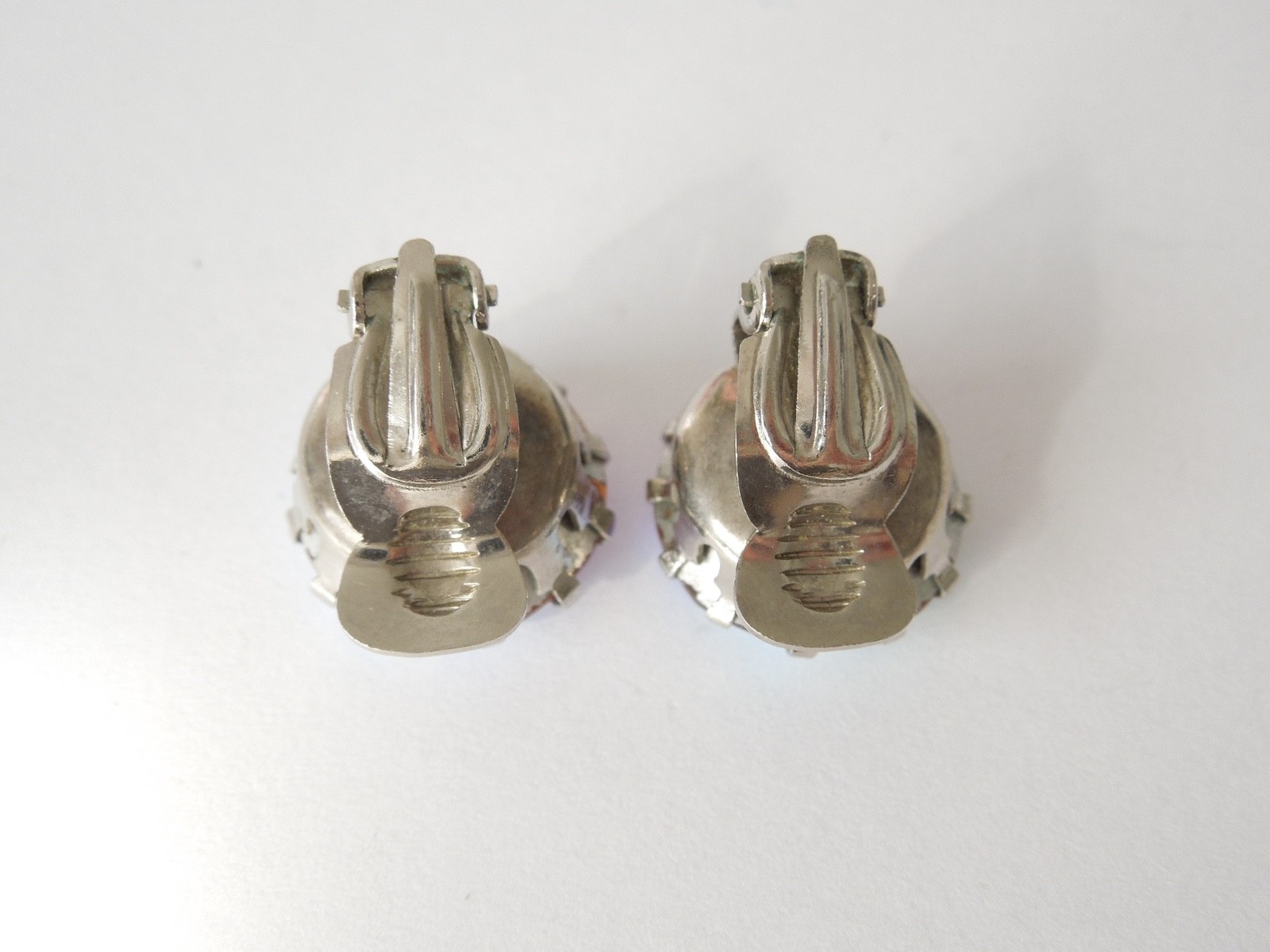 Vintage Ear Clips Rhinestone Aurora Borealis Colorful 7.2 G/Ø 1.5 Cm