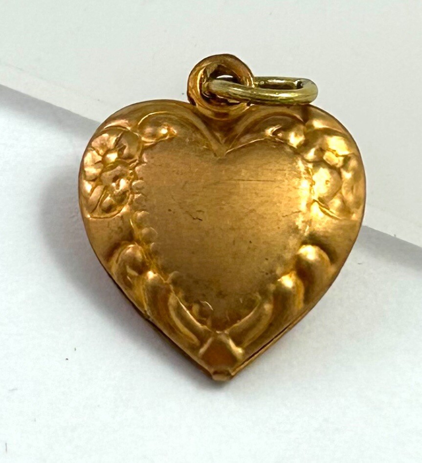 Vintage Heart Charm Puffy Heart Pendant Brass Vintage Jewelry Women Gift For Her