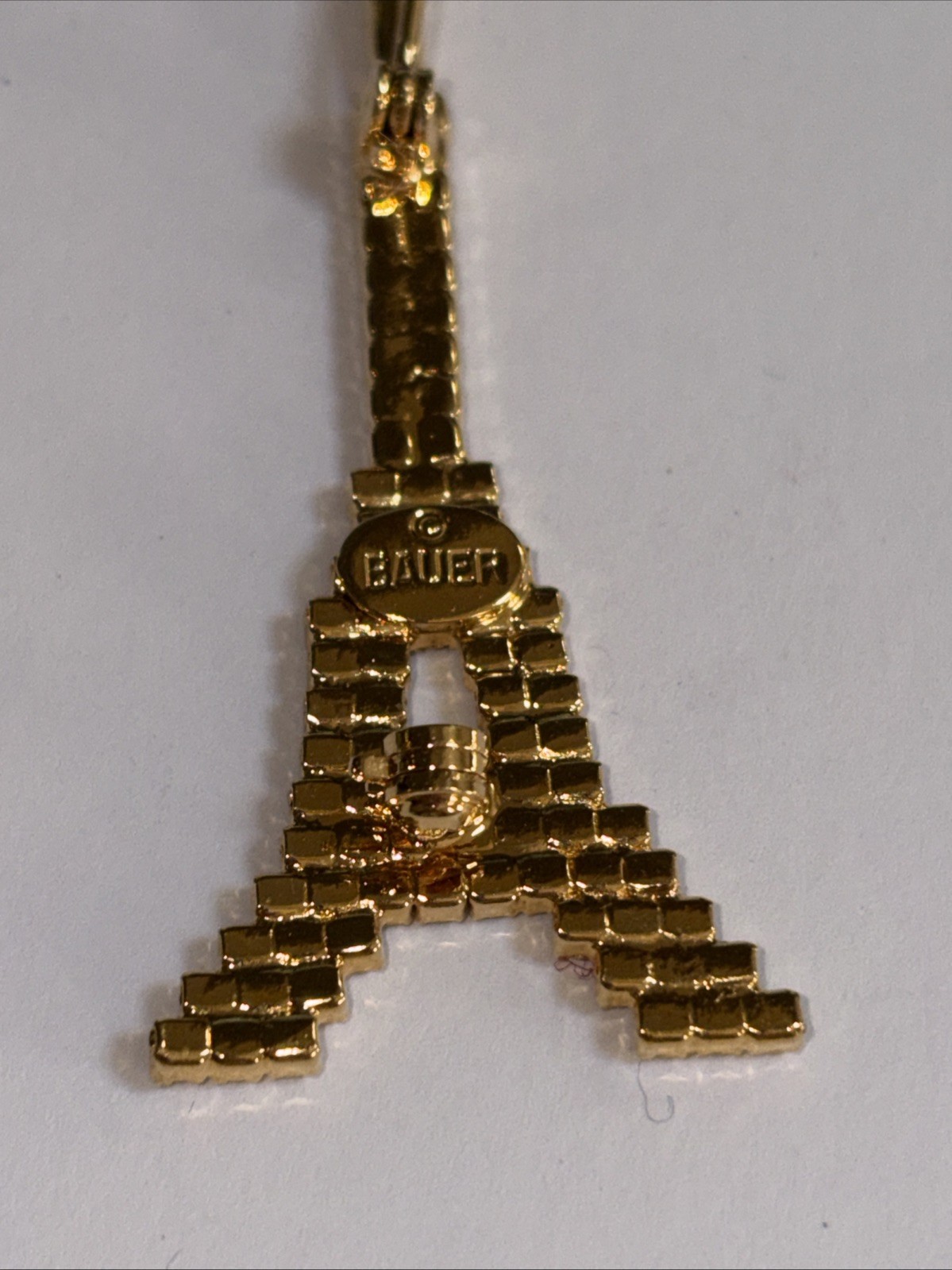 Dorothy Bauer Pin Eiffel Tower Austrian Crystals Gold-tone Metal 2 1/4 Inches
