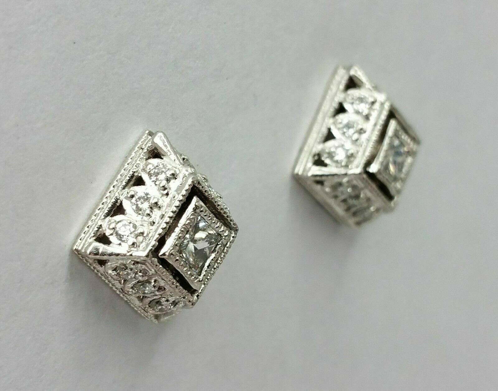 Art Deco Vintage Style 2.85Ct Diamond Engagement 14K White Gold Finish Earrings