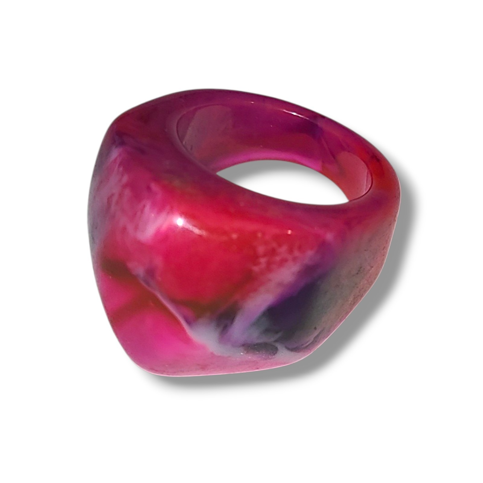 Pink Marbled Acrylic Cocktail Ring Size 9 Chunky Statement Retro Resin Y2k