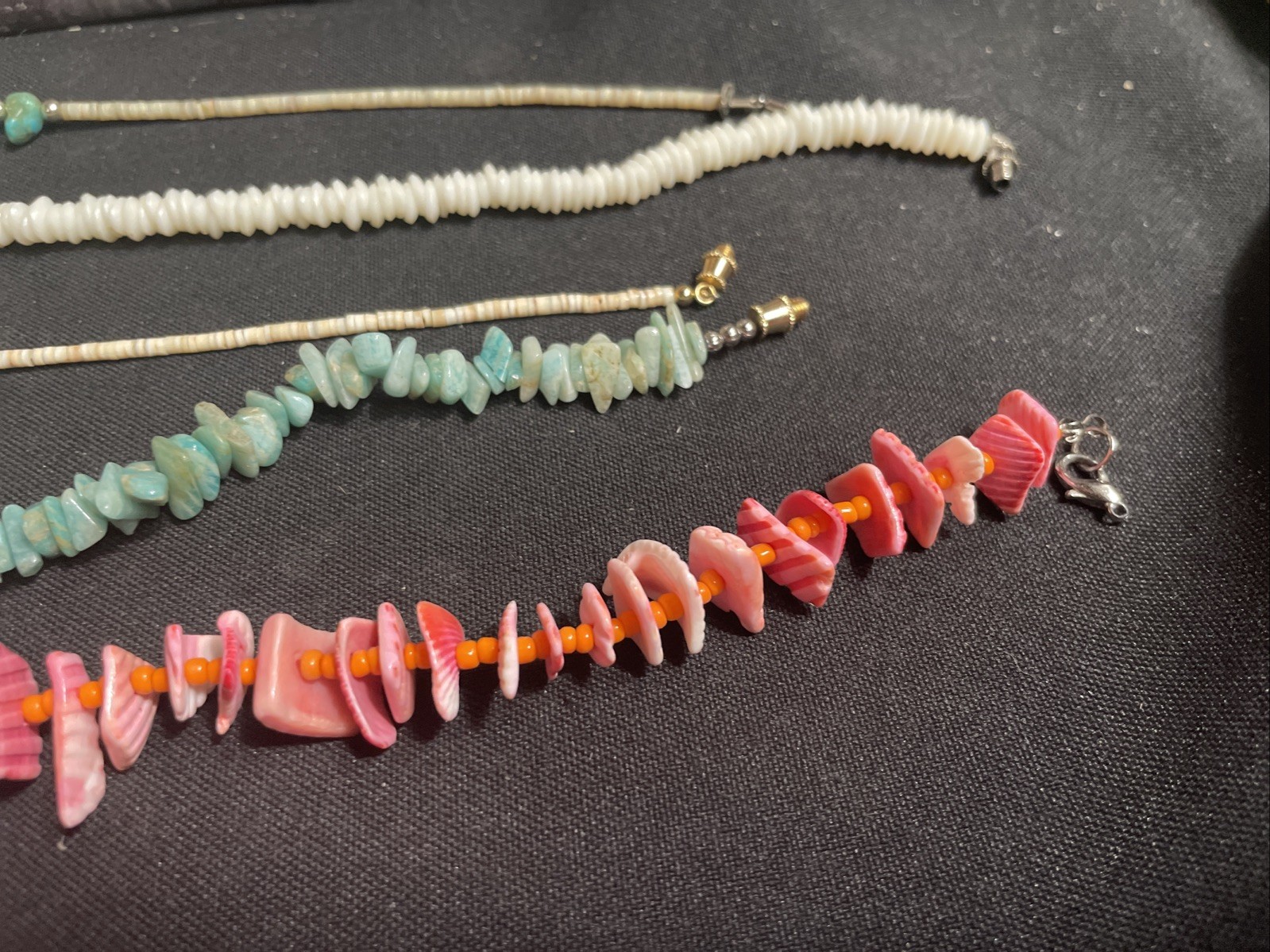 Vintage Shell Stone Strand Necklaces Mixed Lot of 5 Multicolor Unisex Adults 18”
