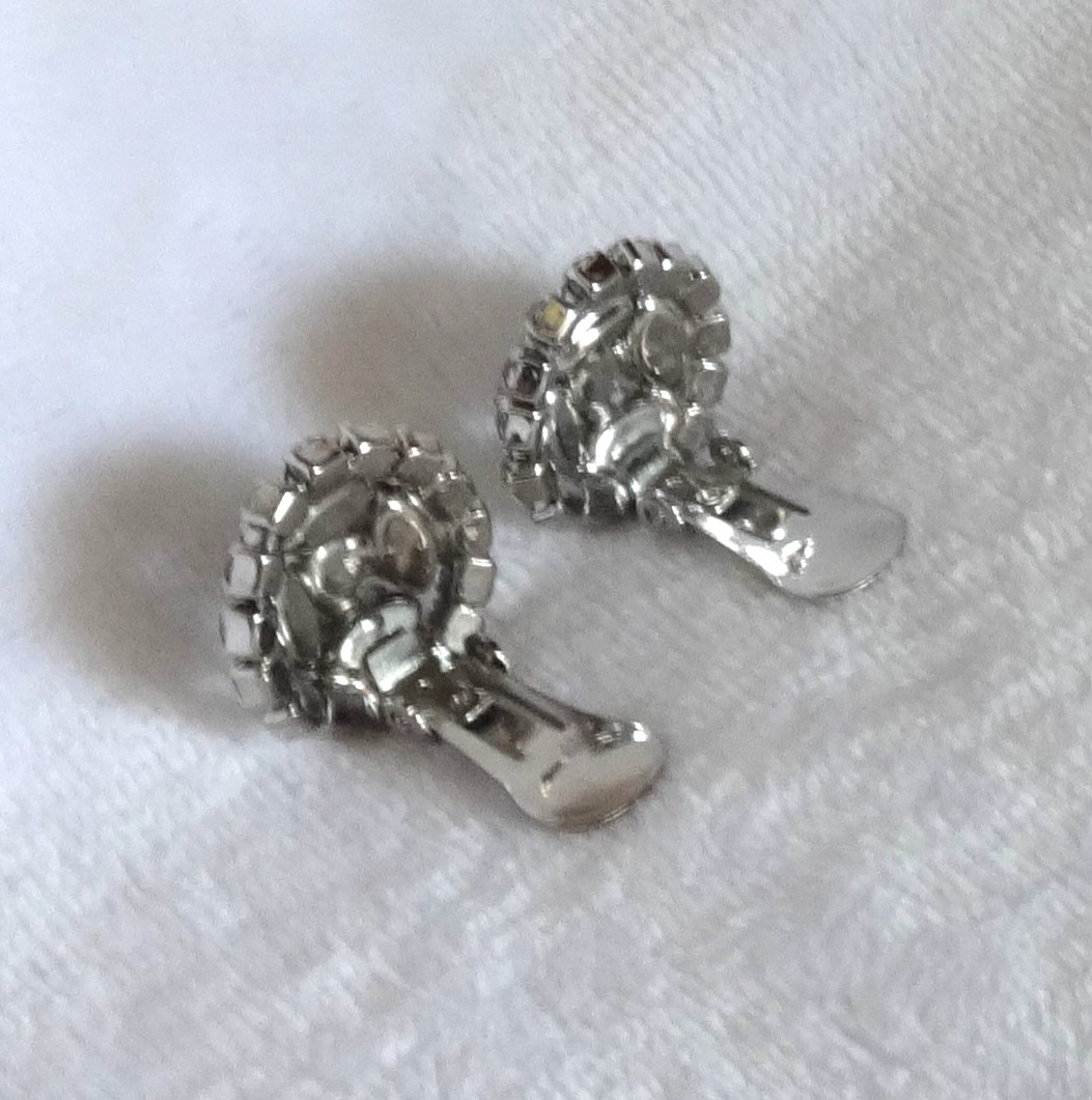 Stunning Vintage Signed KRAMER Clear Rhinestone Bracelet Earrings Set 7”