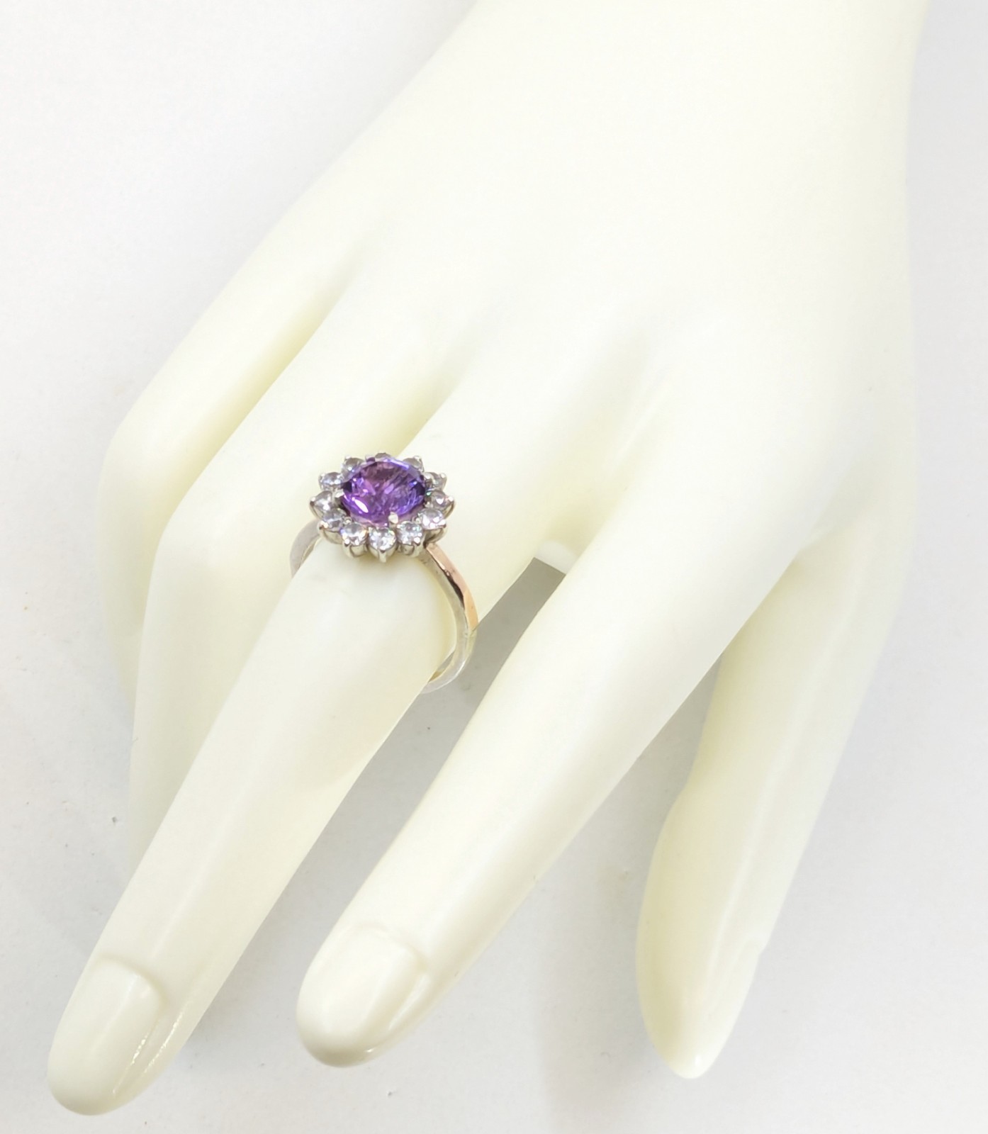 Vintage Luxury RING Silver 925 with Bright Amethyst -size: 7.5US (17.5mm) | #110