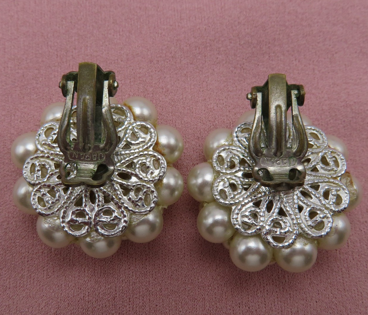 5 Pair Vintage Earrings Signed Clip Kramer Germany Japan Coro Beads Lot 442f