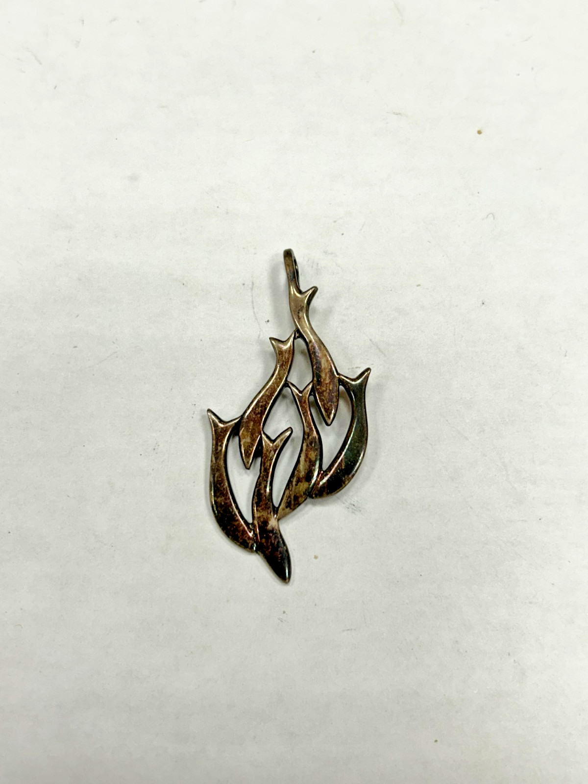 Vintage Signed By Unknown Maker School Of Fish 925 Sterling Silver Pendant