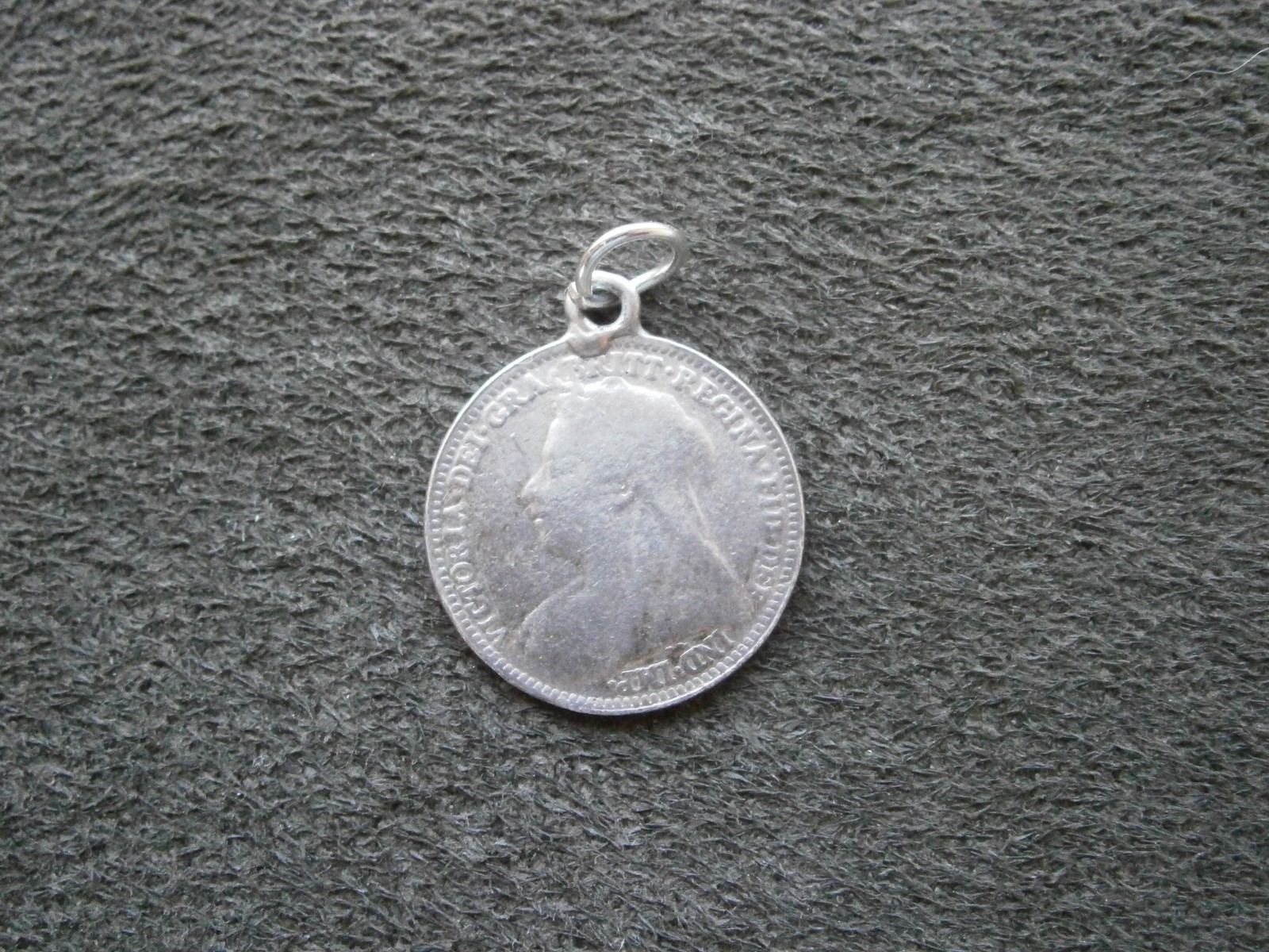 Victoria Sterling Silver Threepence 3d Coin Antique Charm Pendant ~ 1900