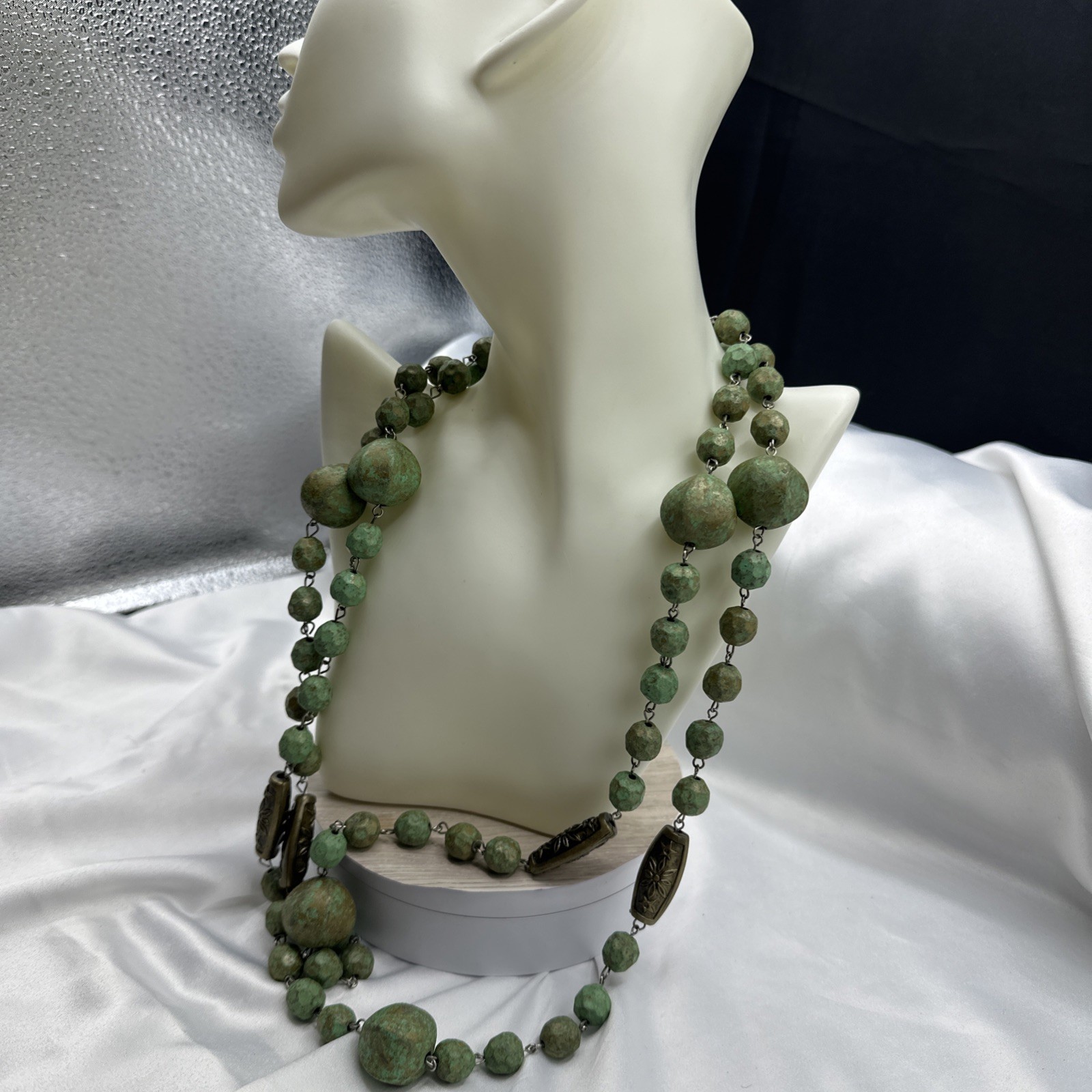 Vtg Handcrafted Extra Long Painted Beads Necklace. It’s 36” Long. See pics.