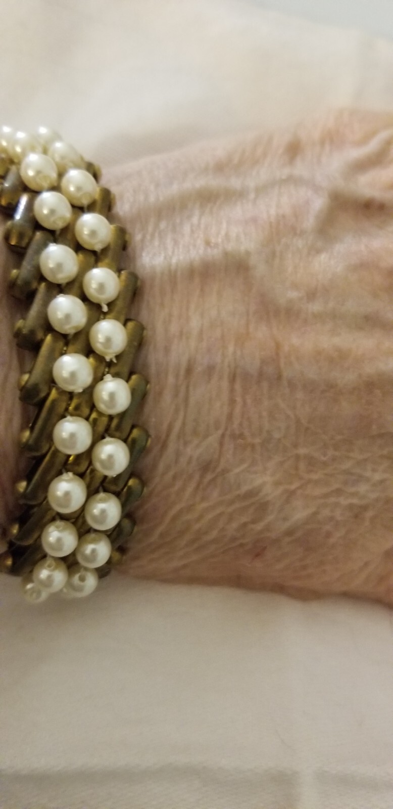 Original Vintage Japanese Bracelet Faux Pearls none missing clasp