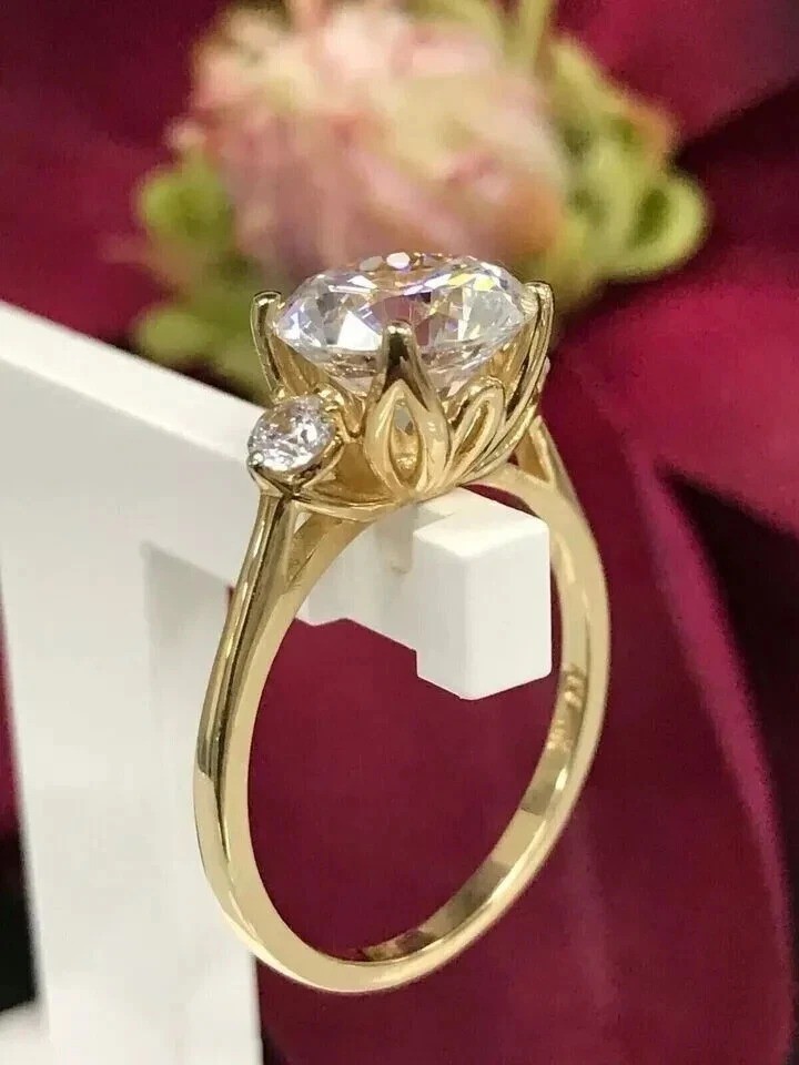 2.25Ct Round Cut Lab Created Diamond 14K Yellow Gold Finish Engagement Ring