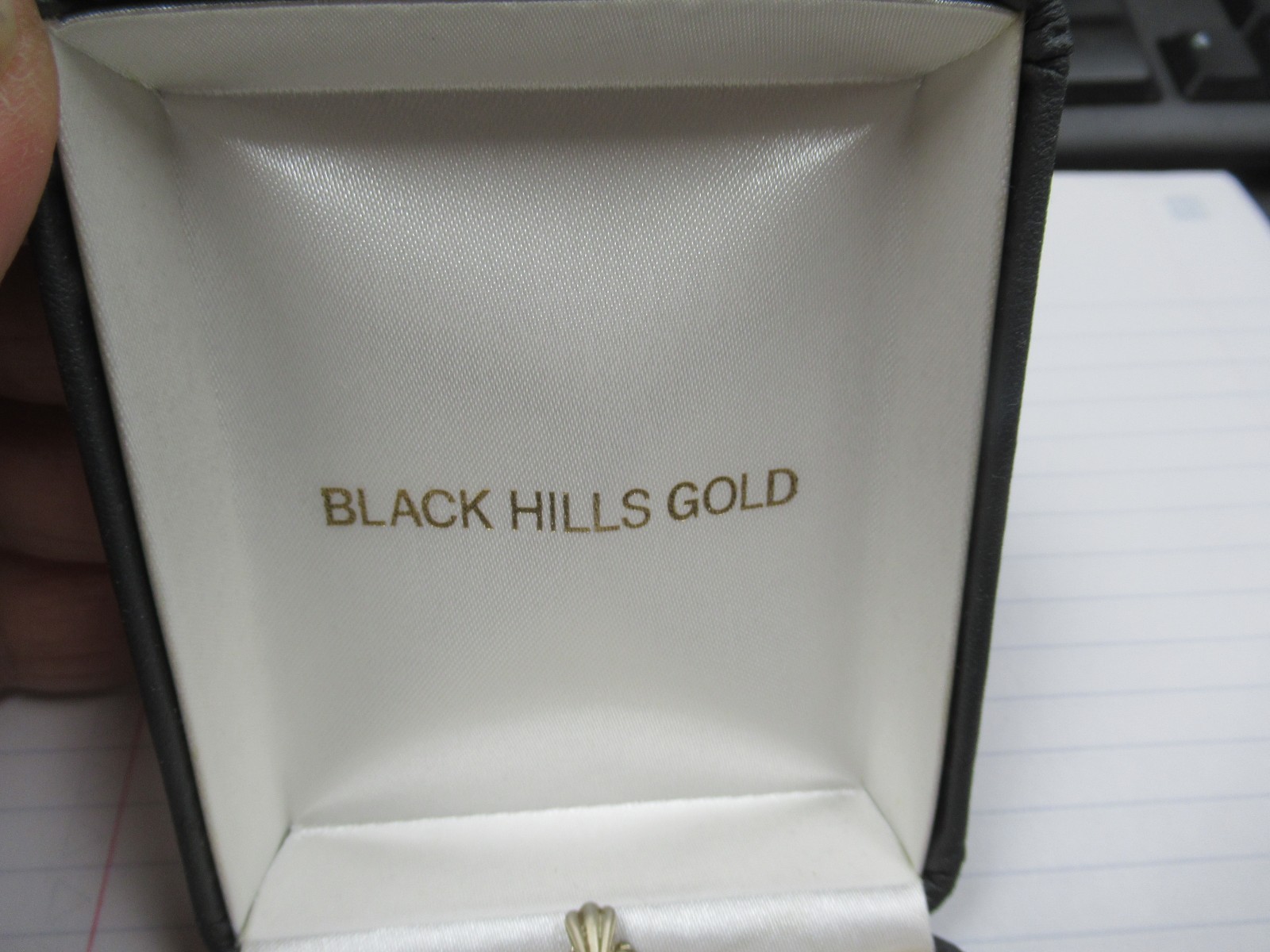 Vintage Sterling & 12K Black Hills Gold Cross Pendant & Sterling Necklace in Box