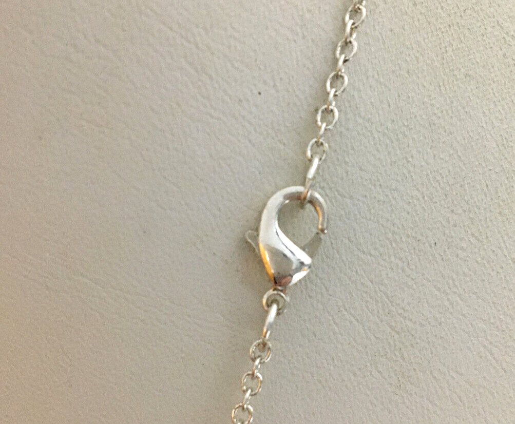 Silver Tone Necklace Blue Faceted Teardrop Pendant And Clear Rhinetone Accents