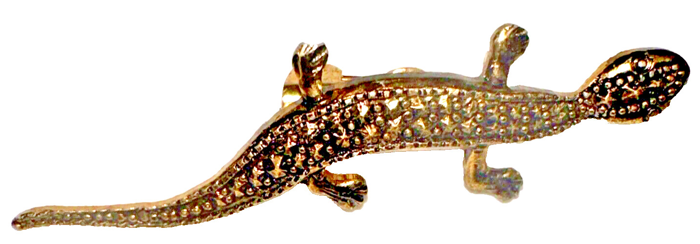 Vintage Small Bronze Color Lizard/Gecko Brooch, 2″ Long, preowned