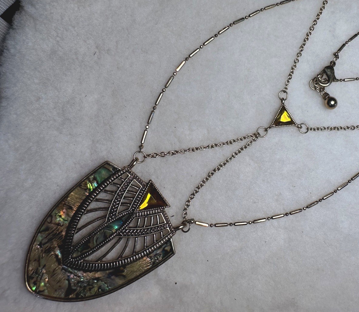 Art Nouveau Necklace Gold tone, Discontinued Art Deco revival Egyptian Scarab
