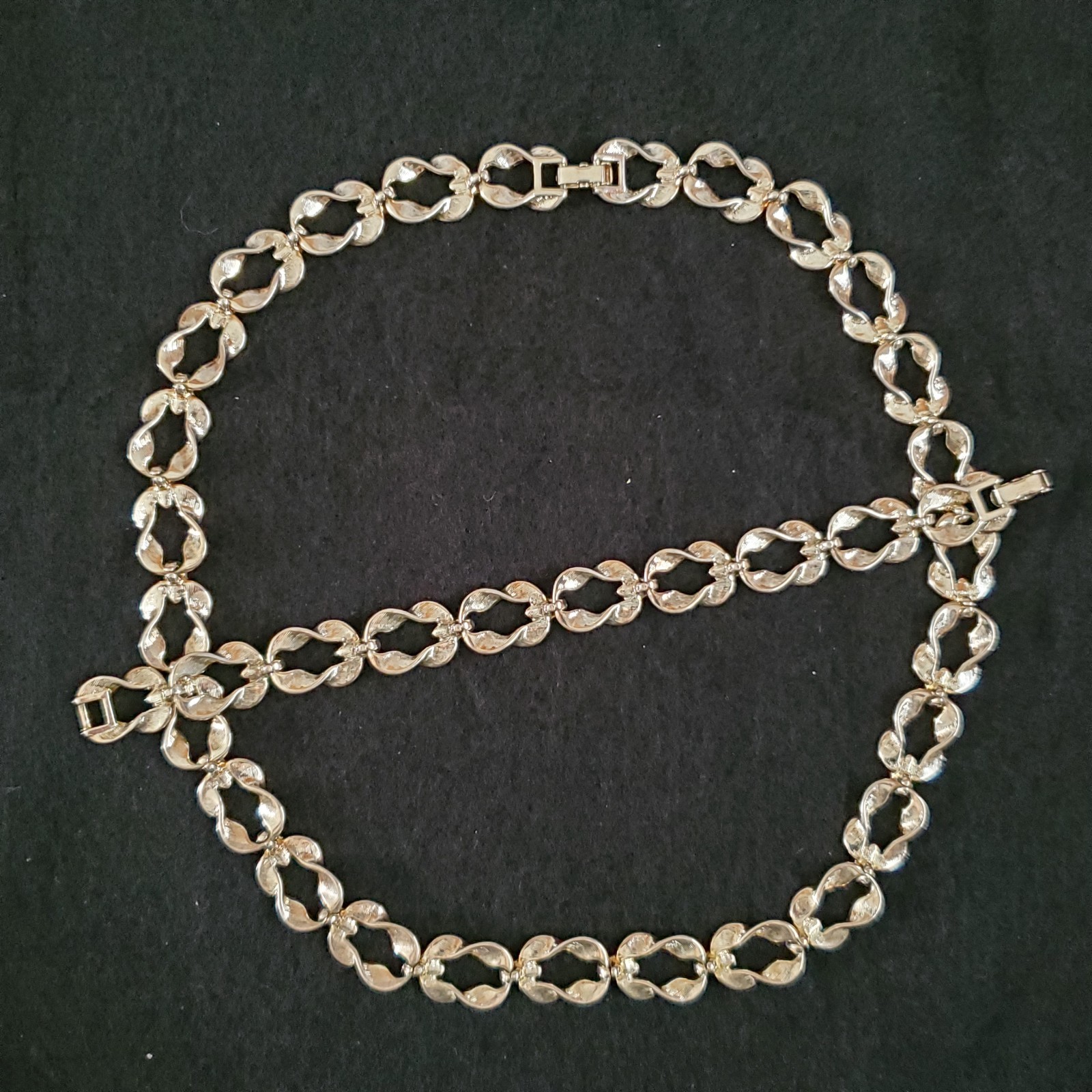Vintage Link Necklace Bracelet Set Silver Tone 19.5″ 7″