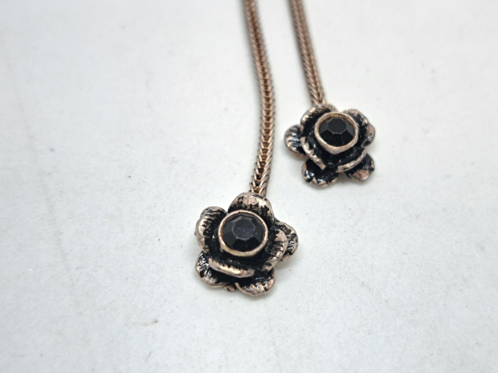 Vintage Set Necklace, Stud Earrings and Bracelet 925 Black Rose Ideal Gift