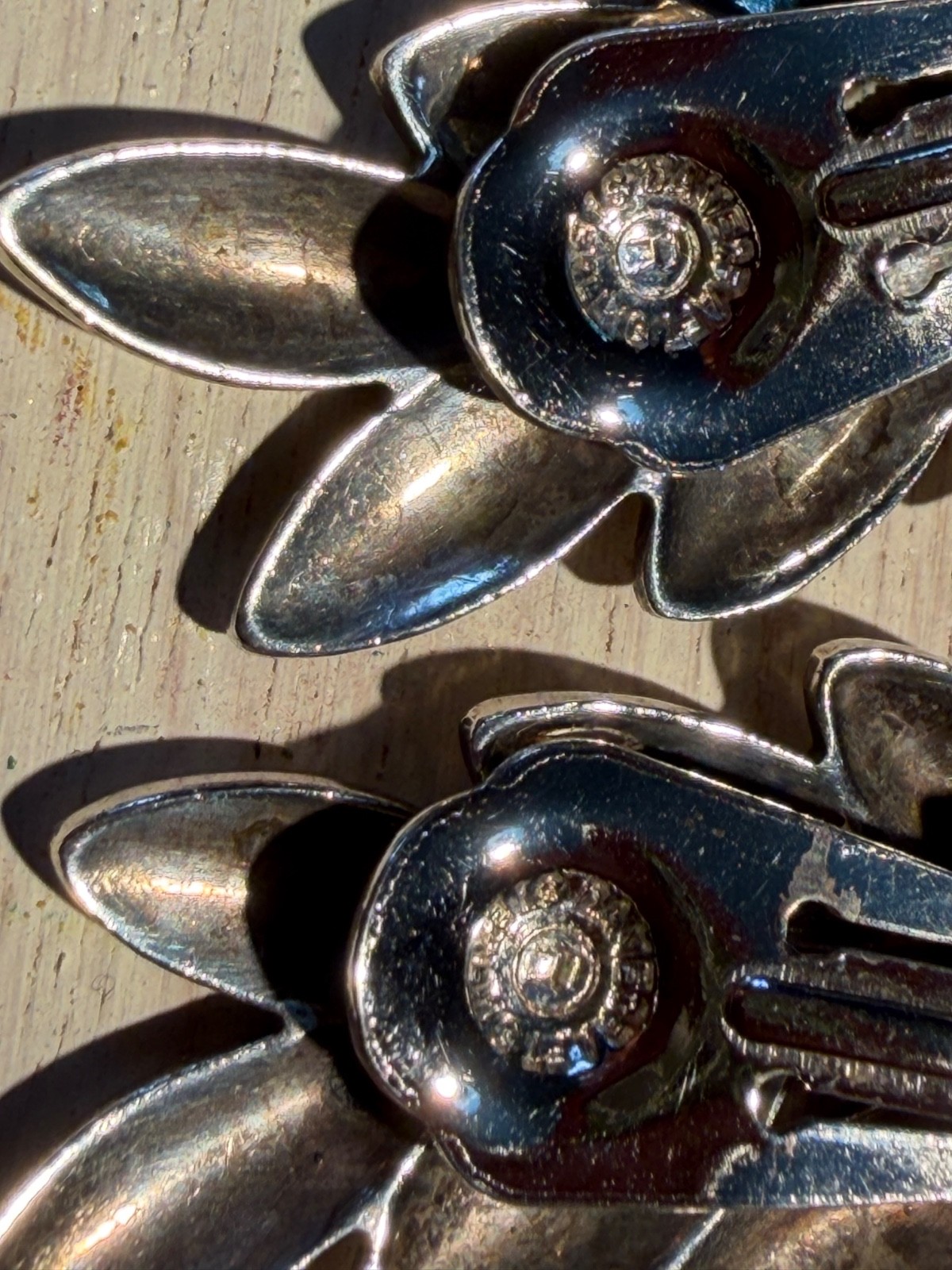 Vintage Mid-Century Danecraft Leaves Fronds Sterling Silver Earrings Signed