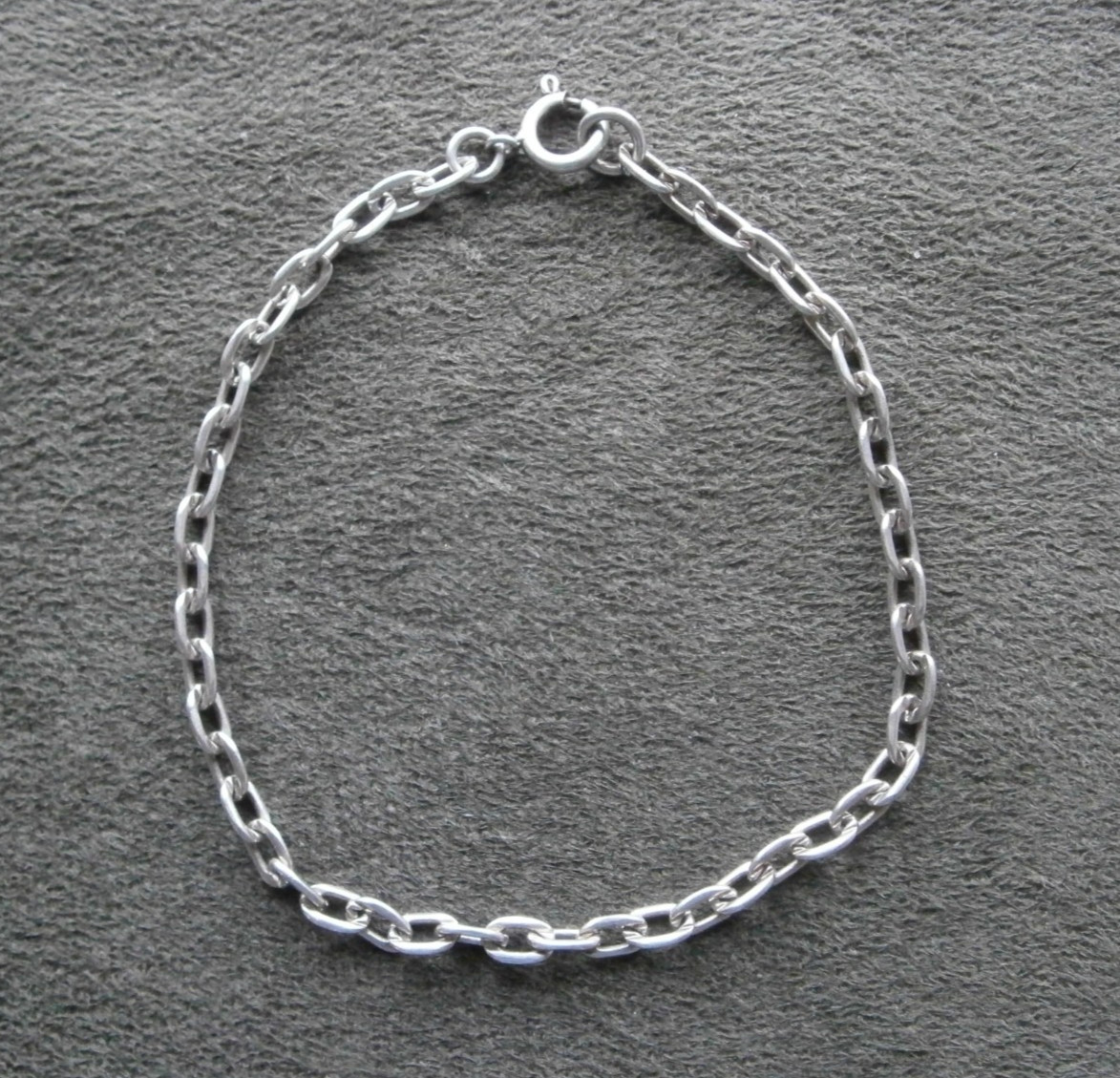 Paper Chain Flat Oval Link Vintage 835 Silver Bracelet 7″ ~ 3.6g