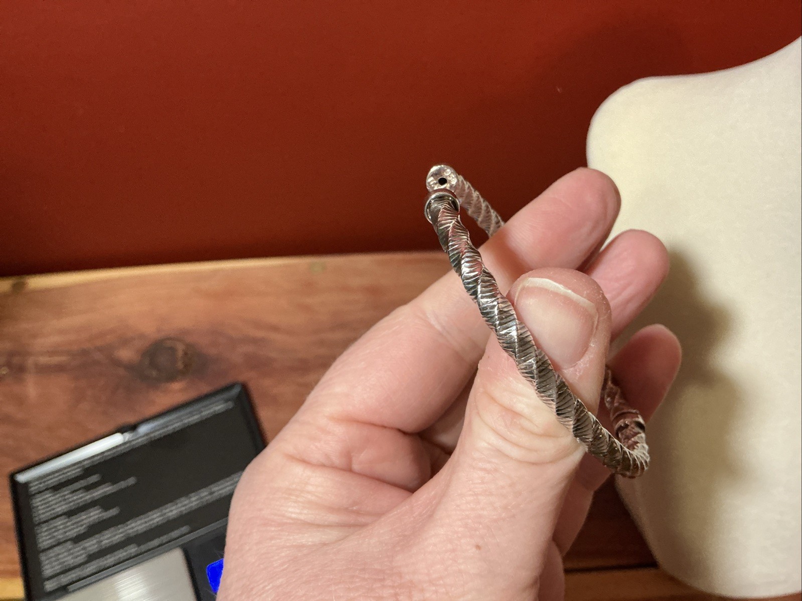 Vintage 950 Silver Milor Italy Twist Hinged Bangle Bracelet 7″