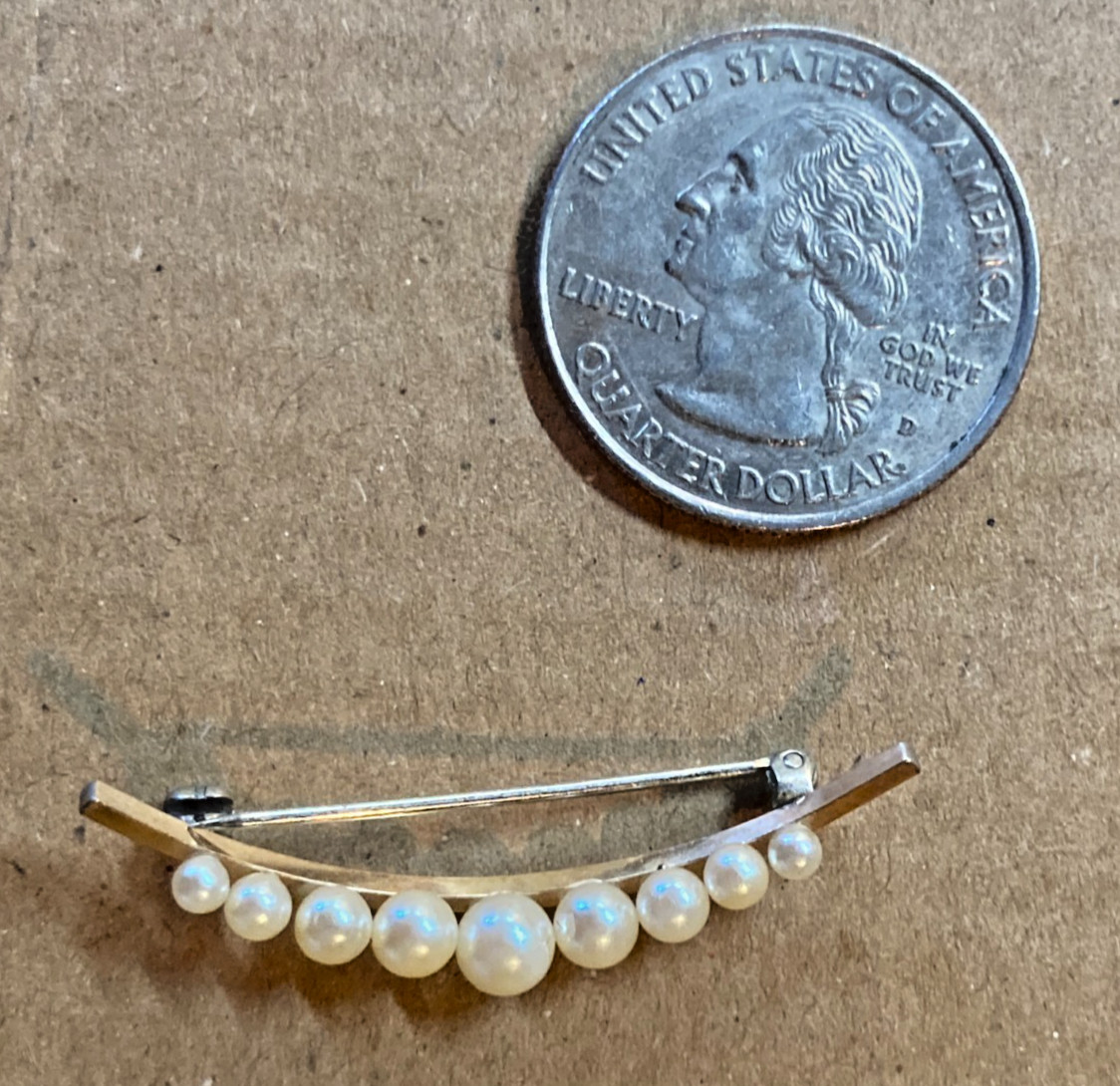 Antique 10k Yellow Gold Seed Pearl Crescent Moon Pin Buy It Now