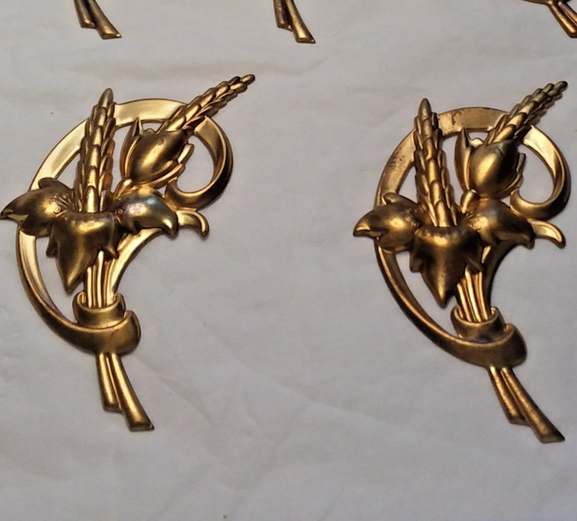 5 PCS 3″x 1.75″ Wheat Spray Brass Stampings 10-01-2020 NOS