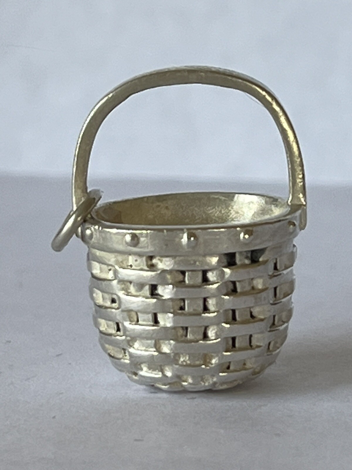 Sterling Silver Brown County Apple Basket Charm For Bracelet or Pendant