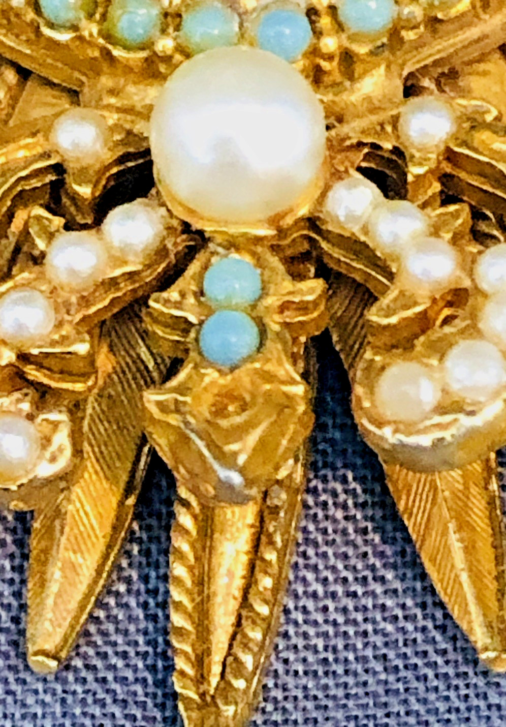Vtg. Gold Tone Elaborate Double Headed Eagle Brooch Russian Themed