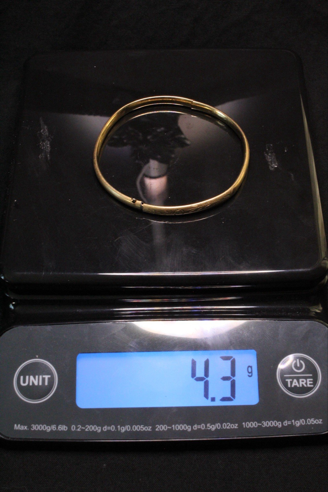 Vintage 12K Gold Filled Hinged Bangle Bracelet Etched Floral Design 4.3g